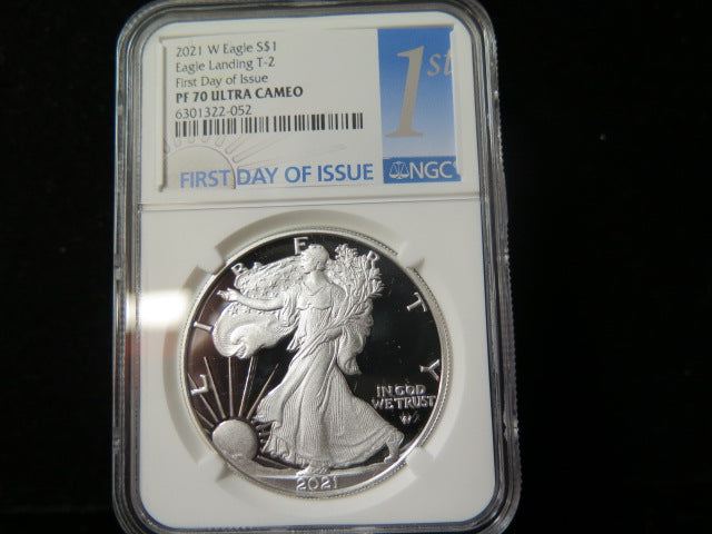 2021 W 1 Proof American Silver Eagle T 2. NGC Graded PF70 Ultra Cameo