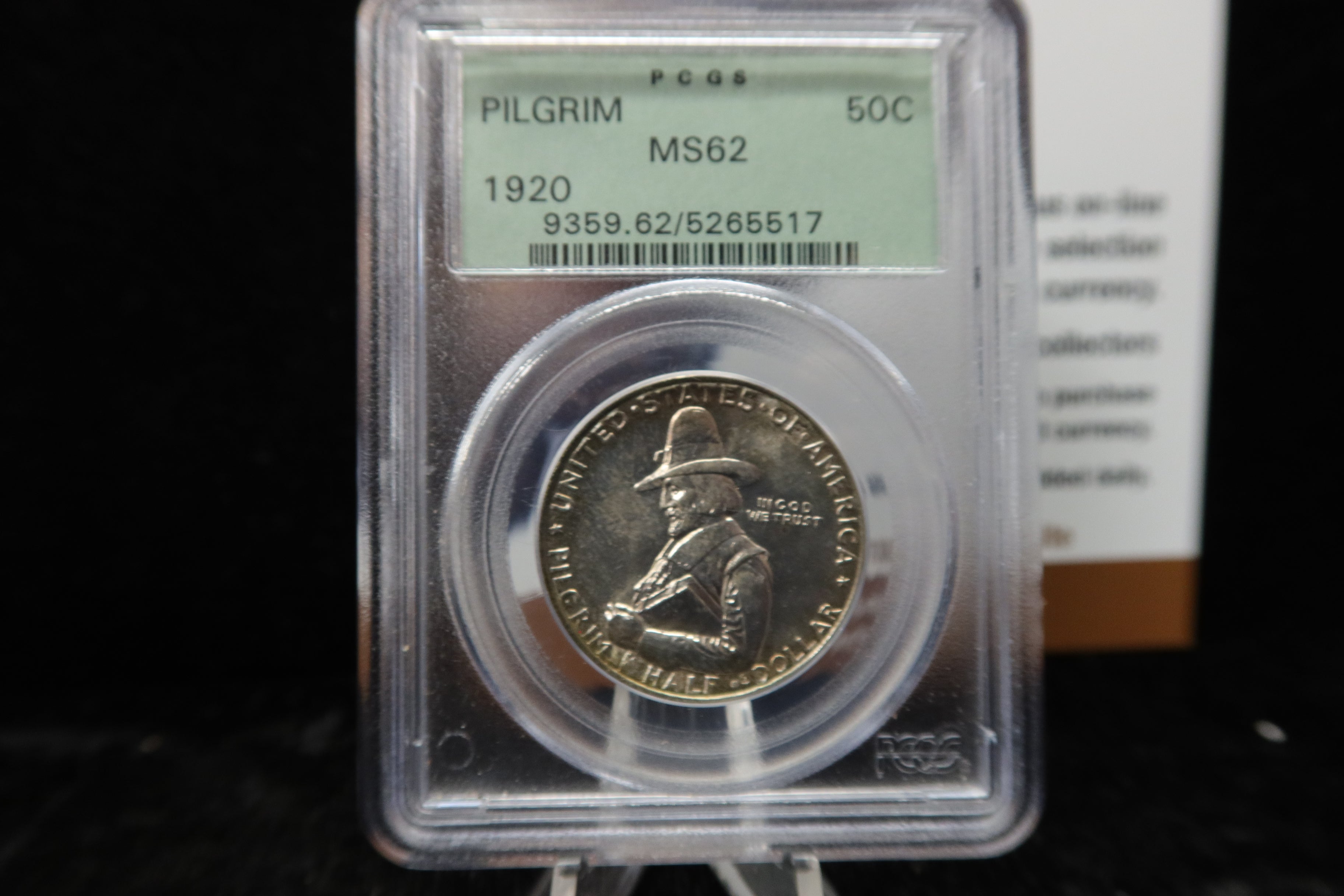 1920 Pilgrim Commemorative Silver Half Dollar. PCGS Graded MS62. # 081