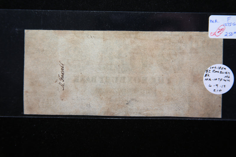 1838 Roxbury Bank,  Obsolete Currency, Store Sale 093027