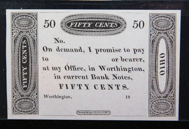 1800's Worthington, Ohio, Obsolete Currency, Store Sale OH005