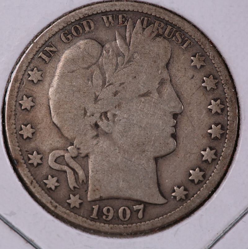 1907-D Barber Half Dollar. Affordable Coin VG Details. Store