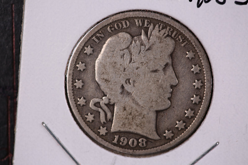 1908-S Barber Half Dollar. Nice Coin VG Details. Store