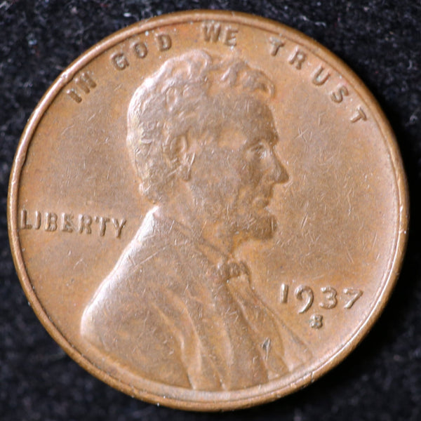 1937-S Lincoln Cent, Circulated Affordable Coin, Store #23040124