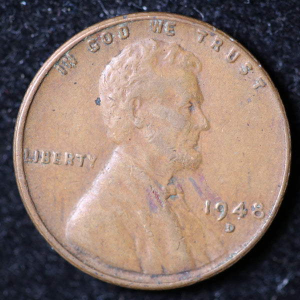 1948-D Lincoln Cent, Circulated Affordable Coin, Store #23040181