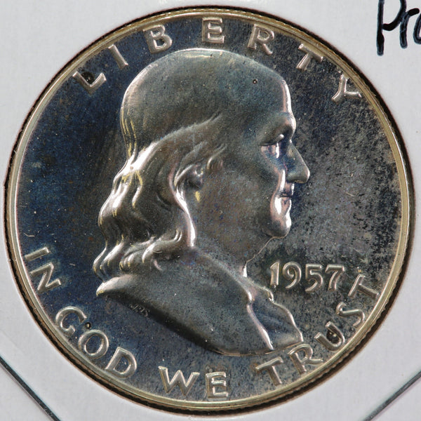 1957 Proof Franklin Half Dollar. Affordable Collectible Coin. Store #13019