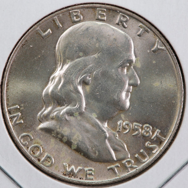 1958-D Franklin Half Dollar. Affordable Collectible Coin. Store #13022