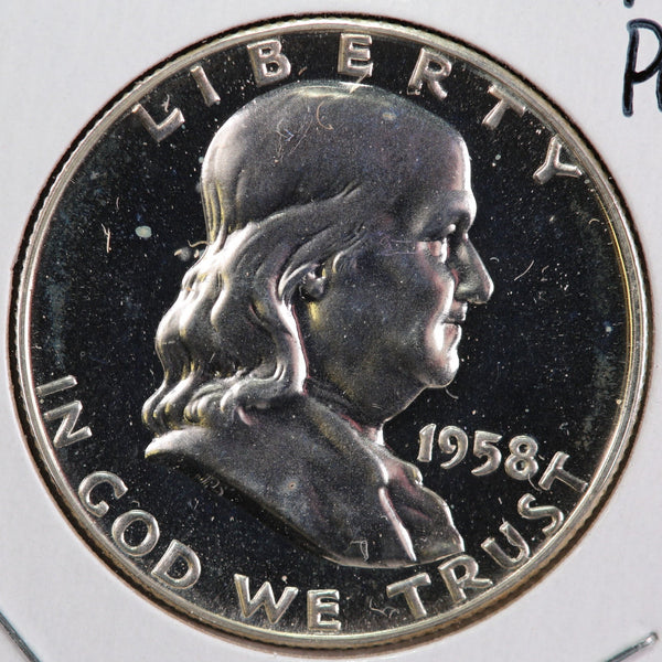 1958 Proof Franklin Half Dollar. Affordable Collectible Coin. Store #13023