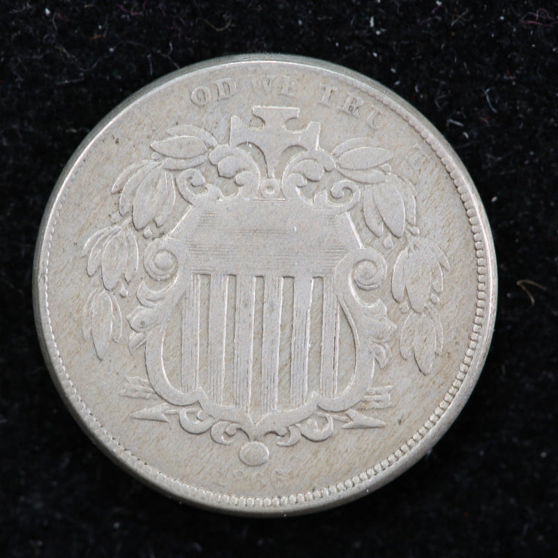 1866 Shield Nickel, Circulated Collectible Coin. Store