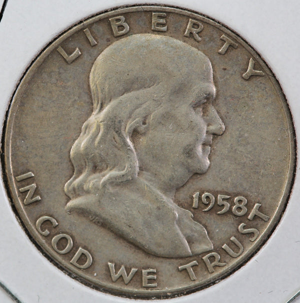 1958-D Franklin Half Dollar, Affordable Circulated Coin, Store #23082907