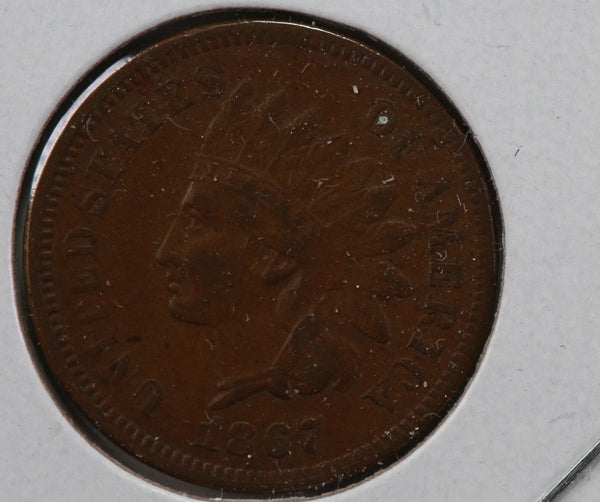 1867 Indian Head Cent, Circulated Coin Nice Details, Store #83103