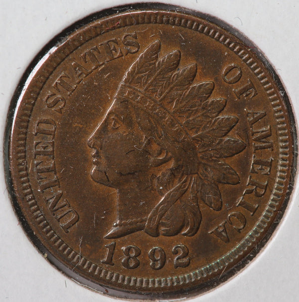 1892 Indian Head Cent, Circulated Coin AU Details, Store #90120