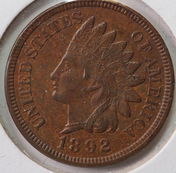 1892 Indian Head Cent, NICE About Uncirculated Coin, Store #90121