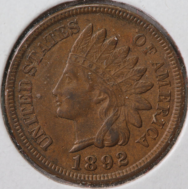 1892 Indian Head Cent, Great About Uncirculated Coin, Store #90123