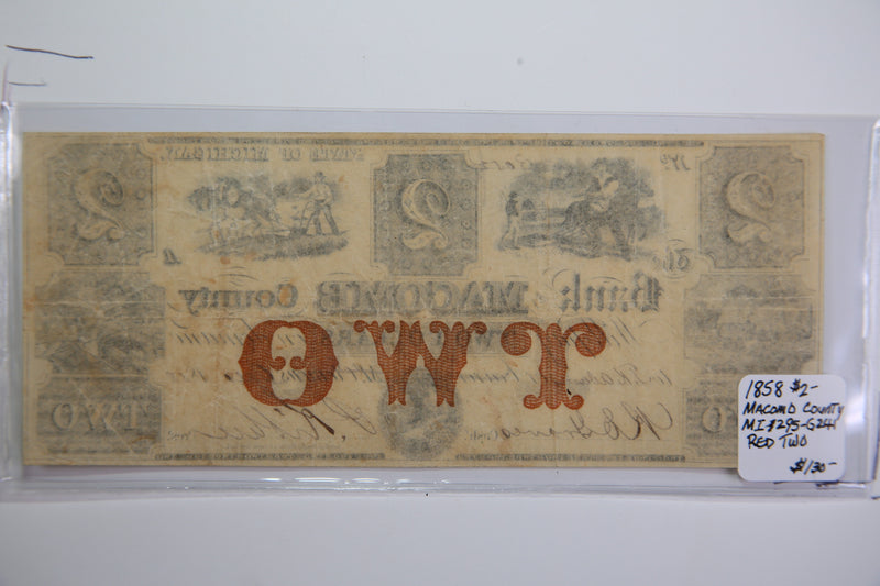 1858 Macomb County, MI., Obsolete Currency, Store Sale 0932130