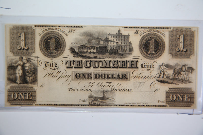 18__ $1, Tecumseh, Michigan., Obsolete Currency, Store Sale 0932462