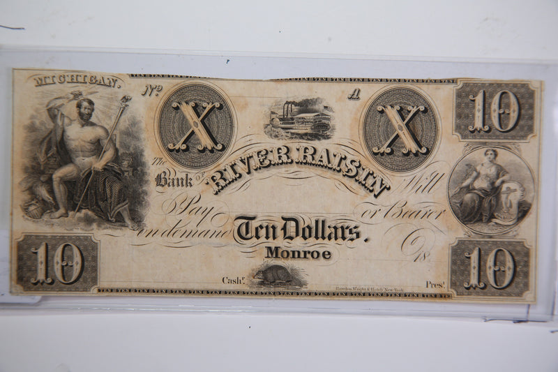 18__ $10, Monroe., Michigan., Obsolete, Currency, Store Sale 09322585