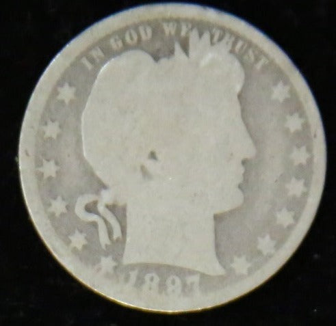 1897 Barber Silver Quarter, Circulated Coin. Store