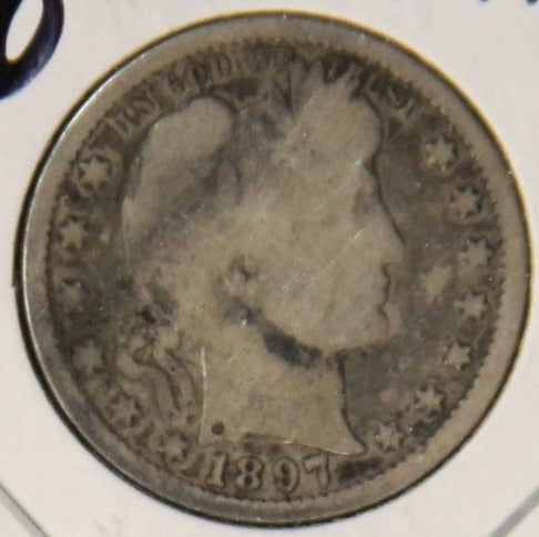 1897 Barber Silver Quarter, Circulated Coin. Store