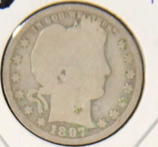 1897 Barber Silver Quarter, Circulated Coin. Store