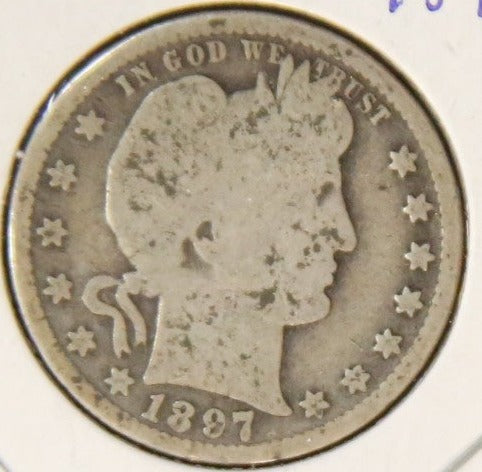 1897 Barber Silver Quarter, Circulated Coin. Store