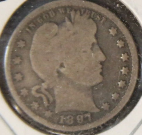 1897 Barber Silver Quarter, Circulated Coin. Store