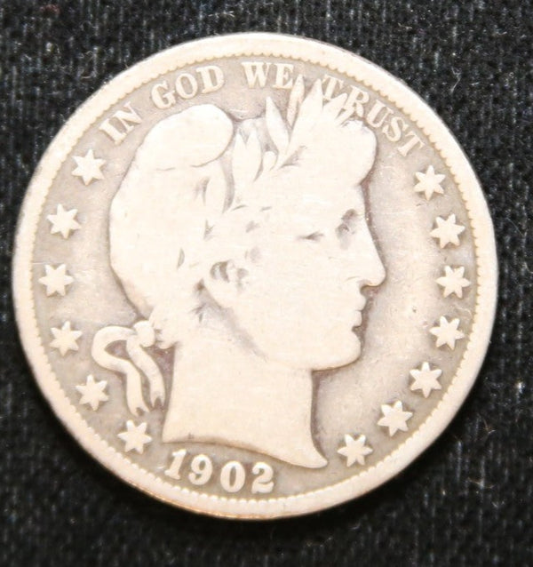 1902 Barber Half Dollar. Affordable Circulated Coin. Store# 2312052