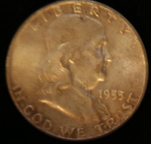 1955 Ben Franklin Half Dollar. Affordable Circulated Coin. Store #242203