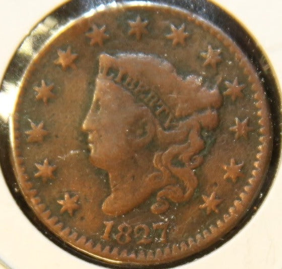 1827 Large Cent, Nice Circulated Coin, Store