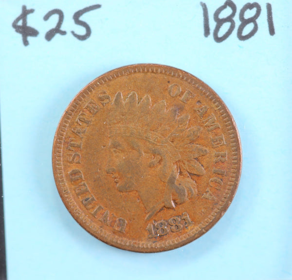 1881 Indian Head Cent, Circulated Affordable Coin, Store #90214