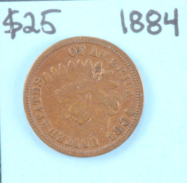 1884 Indian Head Cent, Circulated Affordable Coin, Store #90217