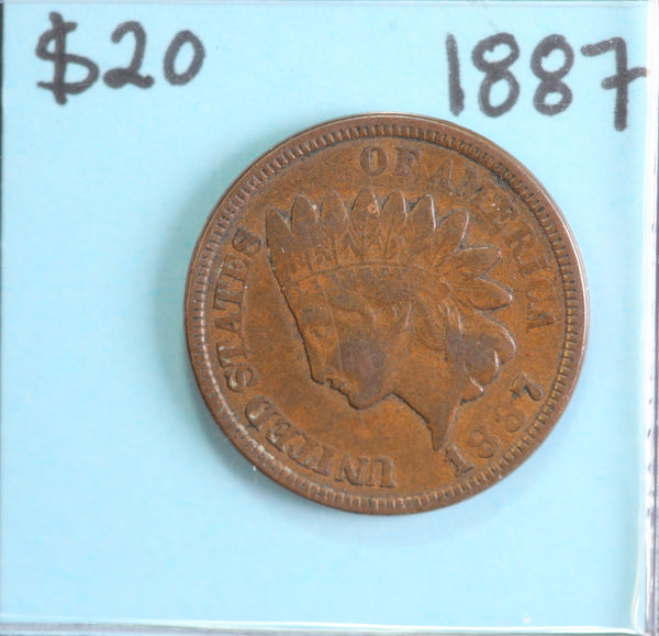 1887 Indian Head Cent, Circulated Affordable Coin, Store #90218