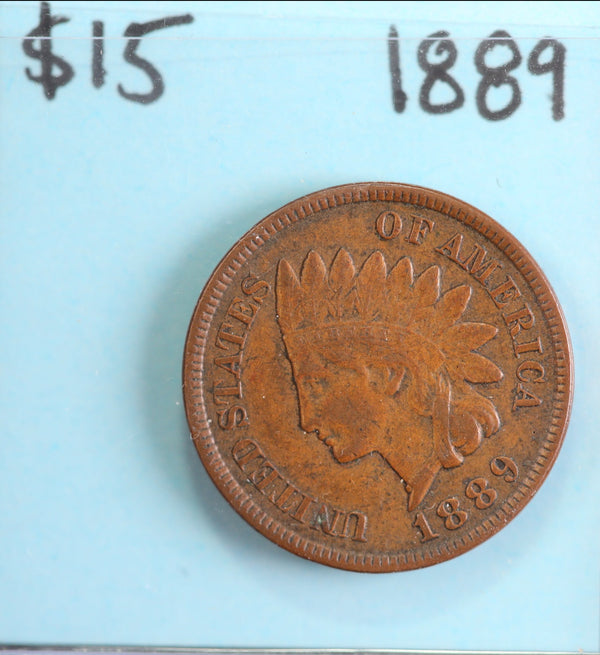 1889 Indian Head Cent, Circulated Affordable Coin, Store #23090219