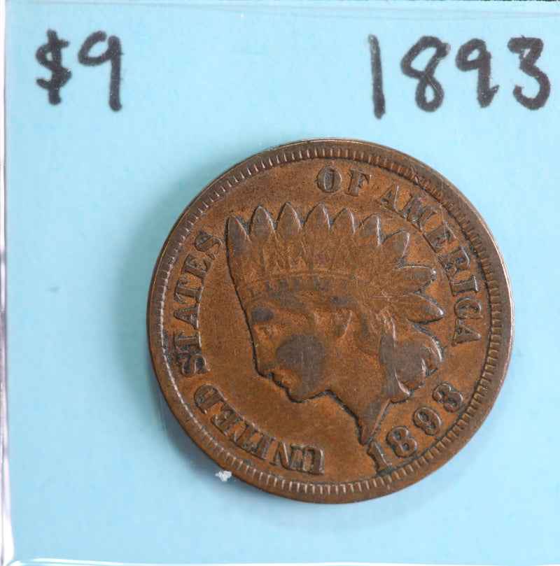 1893 Indian Head Cent, Circulated Affordable Coin, Store