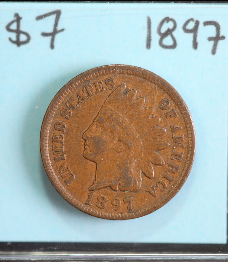 1897 Indian Head Cent, Circulated Affordable Coin, Store