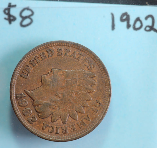 1902 Indian Head Cent, Circulated Affordable Coin, Store #23090228