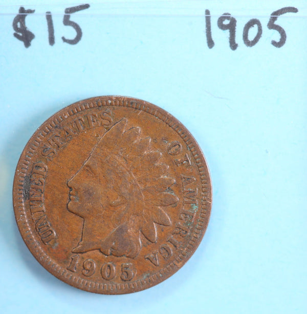 1905 Indian Head Cent, Circulated Affordable Coin, Store #90231