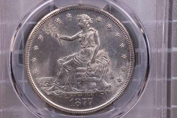 1877-S Trade Silver Dollar., PCGS Genuine, UNC Details., Store #0903