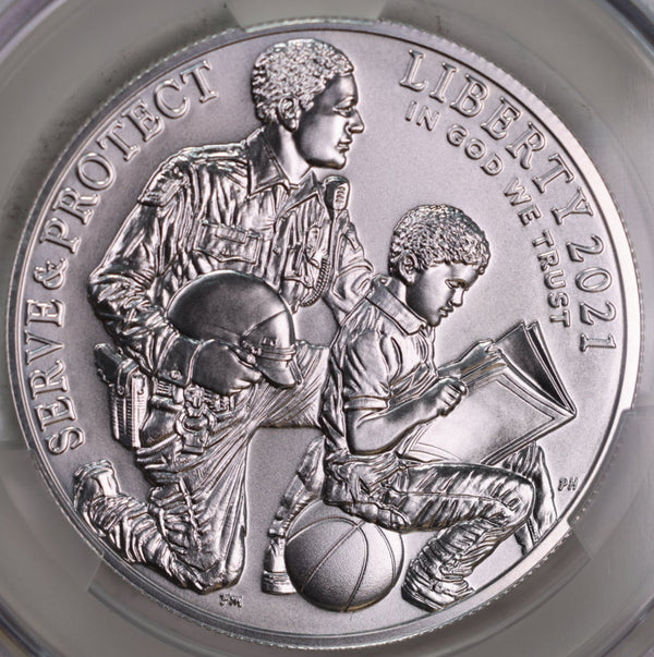 2021-P, Law Enforcement Memorial., Silver Commemorative., CAC MS69., Store GMC053
