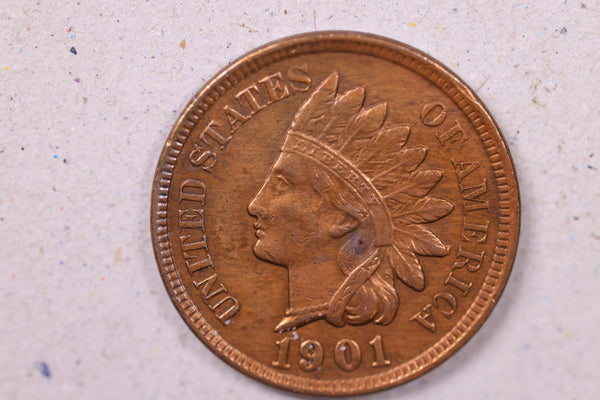 1901 Indian Head Cents., Extra Fine Circulated Coin., Store#0975