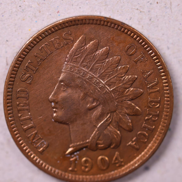 1904 Indian Head Cents., Extra Fine Circulated Coin., Store#0978