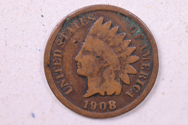 1908 Indian Head Cents., Very Good Circulated Coin., Store#0983