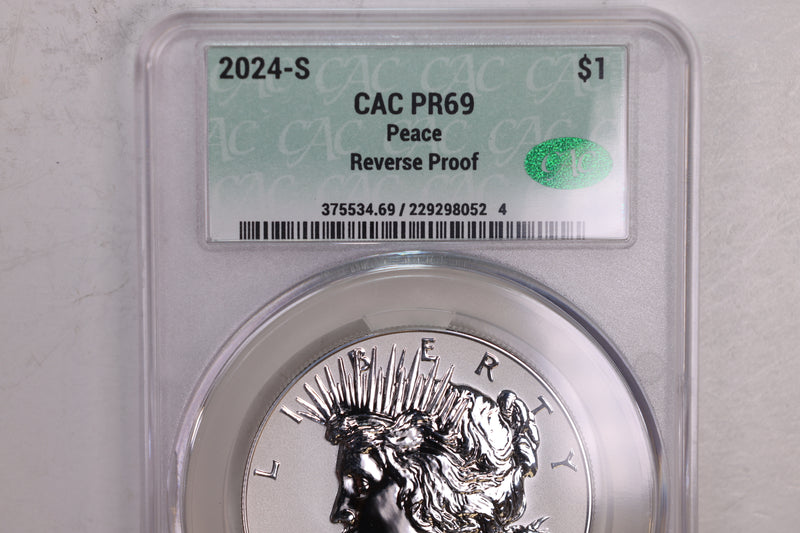 2024-S $1., Peace Silver Commemorative., CAC PF69, Store GMC128