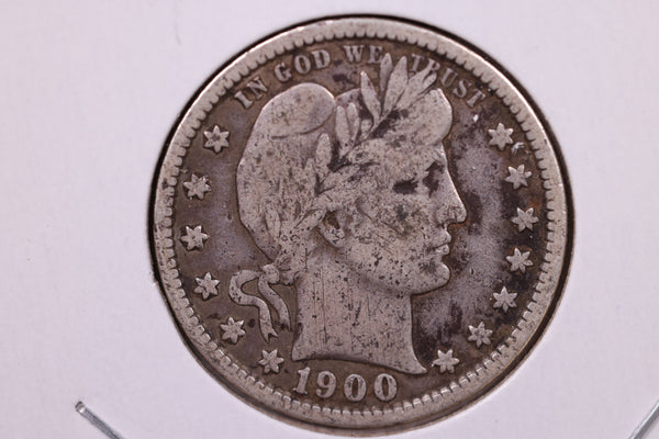 1900 Barber Silver Quarter., Very Good+, Circulated Coin., Store#1017