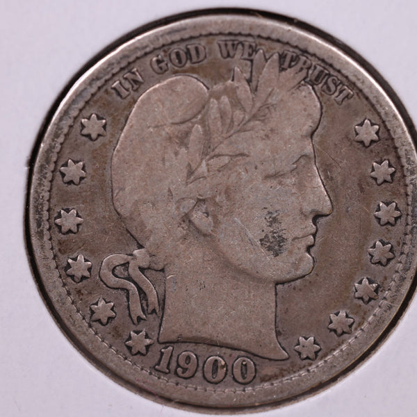 1900-S Barber Silver Quarter., Very Good+, Circulated Coin., Store#1019