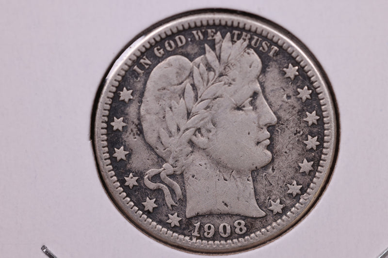 1908-O Barber Silver Quarter., Fine, Circulated Coin., Store