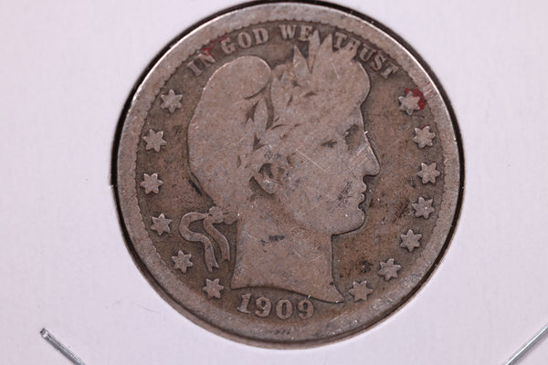 1909 Barber Silver Quarter., Fine, Circulated Coin., Store#1028