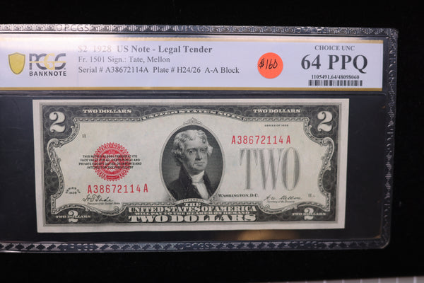 1928 $2, Legal Tender Note, PCGS Graded., Store Sale 00763