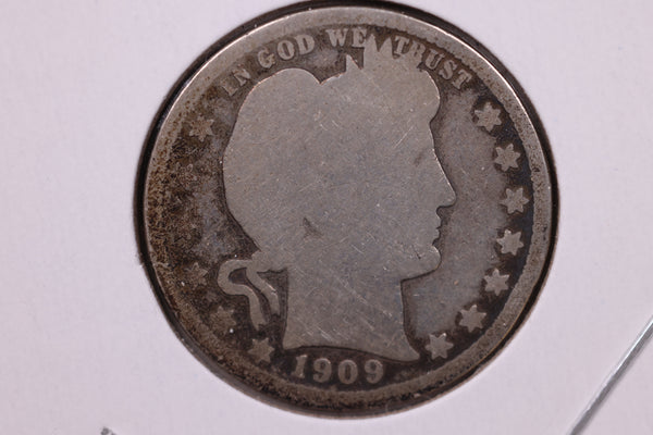 1909-D Barber Silver Quarter., Good Circulated Coin., Store#1032