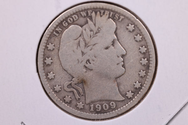 1909-D Barber Silver Quarter., Fine Circulated Coin., Store#1033