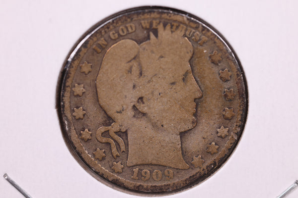 1909-S Barber Silver Quarter., Very Good Circulated Coin., Store#1034